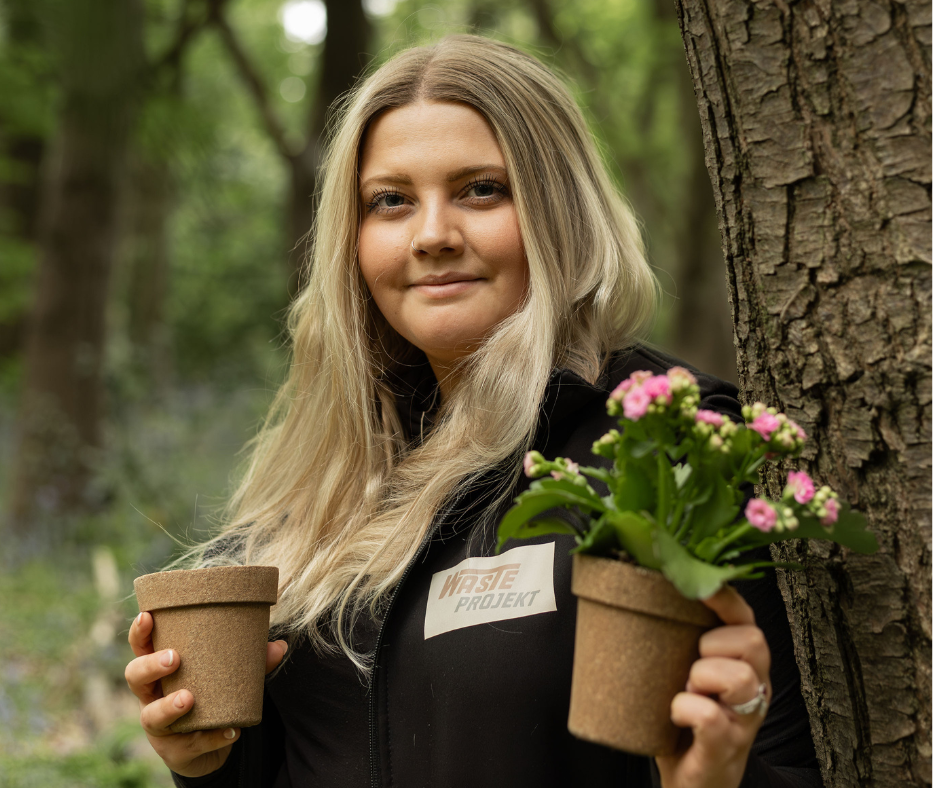 Molly Ratcliffe with her innovative biodegradable plant pots. Pic: @mattpgraphy2  