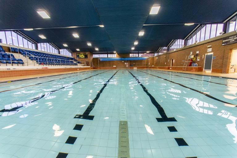Image shows Wombourne leisure centre swimming pool. 