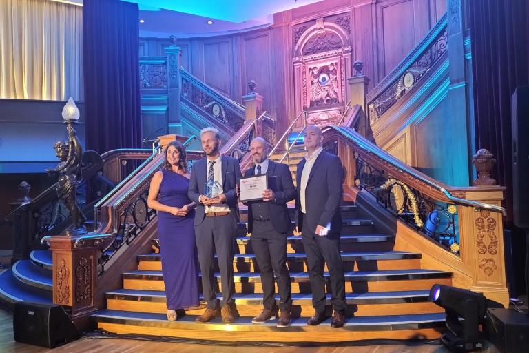 L-R: Former BBC presenter Sarah Travers, with South Staffordshire Council's Andy Aston and Mark Moore, and a representative of the award sponsor