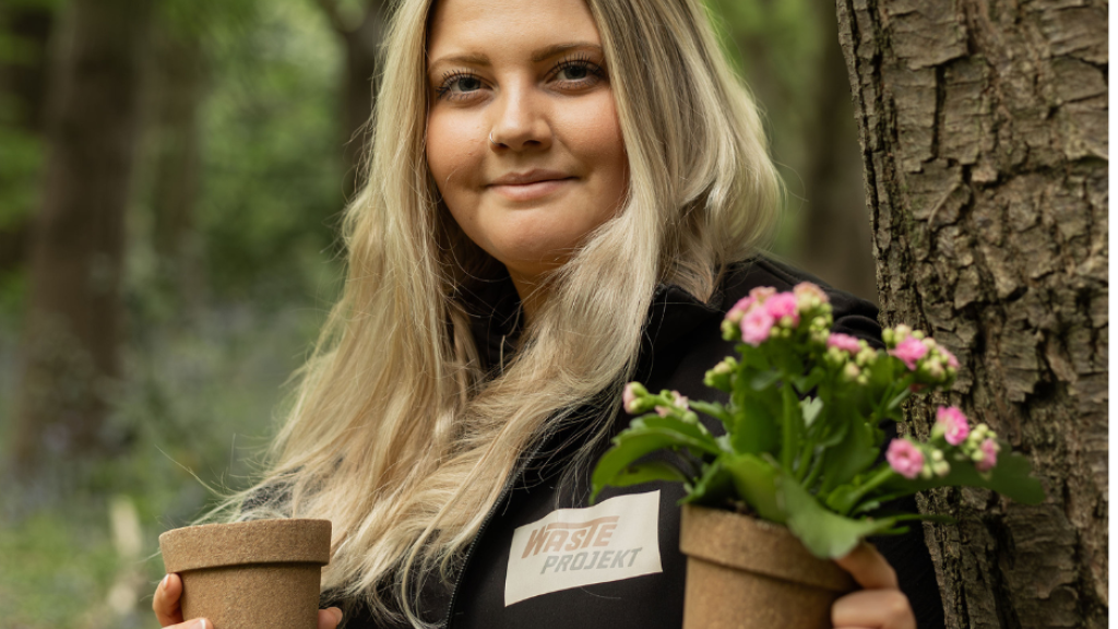 Molly Ratcliffe with her innovative biodegradable plant pots. Pic: @mattpgraphy2  