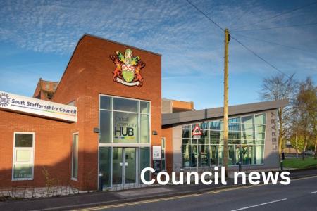 Codsall Hub with South Staffordshire Logo and text overlay saying council news