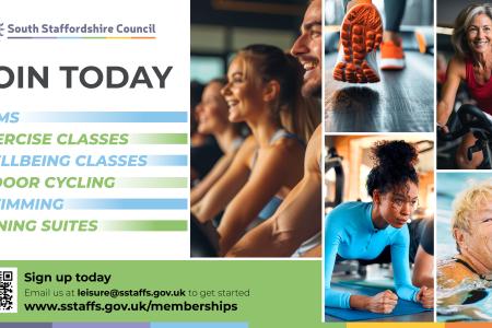 Image shows images of people exercising and promote facilities on offer at the leisure centres including the gyms, exercise classes, swimming, indoor cycling, toning suites and wellbeing classes.